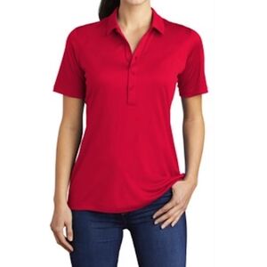 NWT Land's End 5 Buttons Supima Cotton Red Polo T-shirt Tee Top